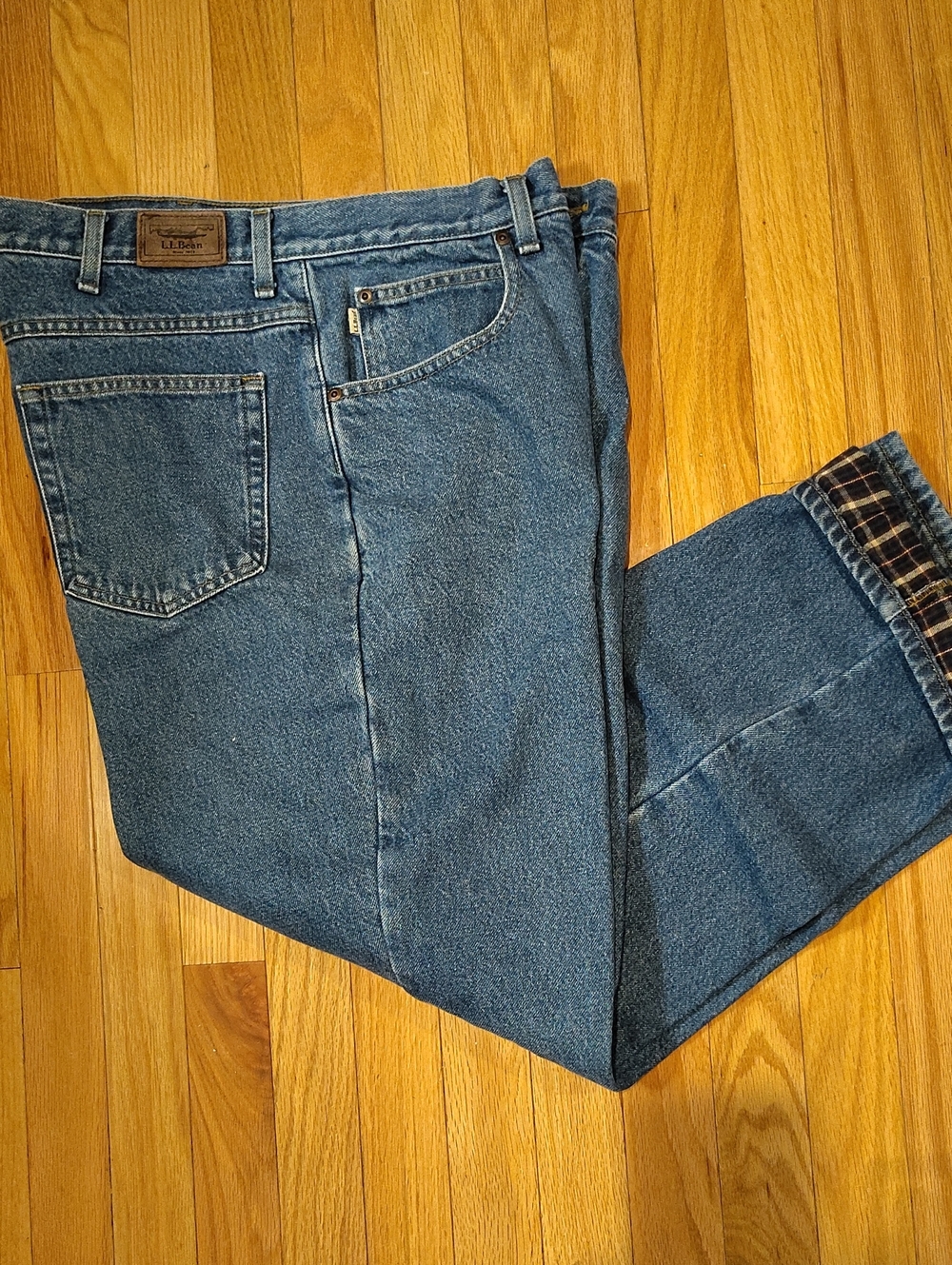 L.L. Bean Men's Blue Relaxed Jeans with Flannel Lining